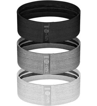 Three black and grey headbands on a white background.