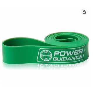 A green rubber band with the word power guidance on it.