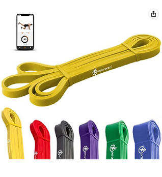 A set of resistance bands in different colors.